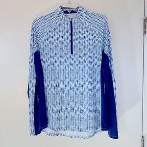 adidas Blue and White Long Sleeve Tee